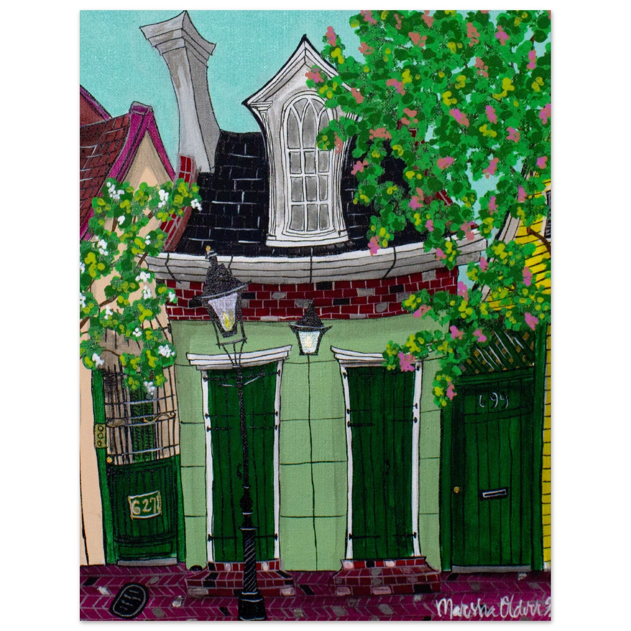 Dark Green Hurricane Shutters and Brick Shotgun (Prints)