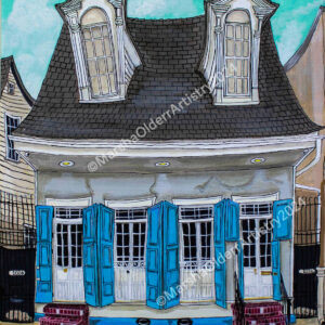 Creole Duplex 4-Bay Blue Shutters Shotgun (Prints)