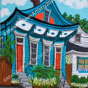 Vivid Orange & Blues Shotgun House (Prints)